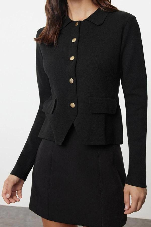 Kadın Modern Tarz Regular Polo Yaka Regular Triko Hırka - Image 1