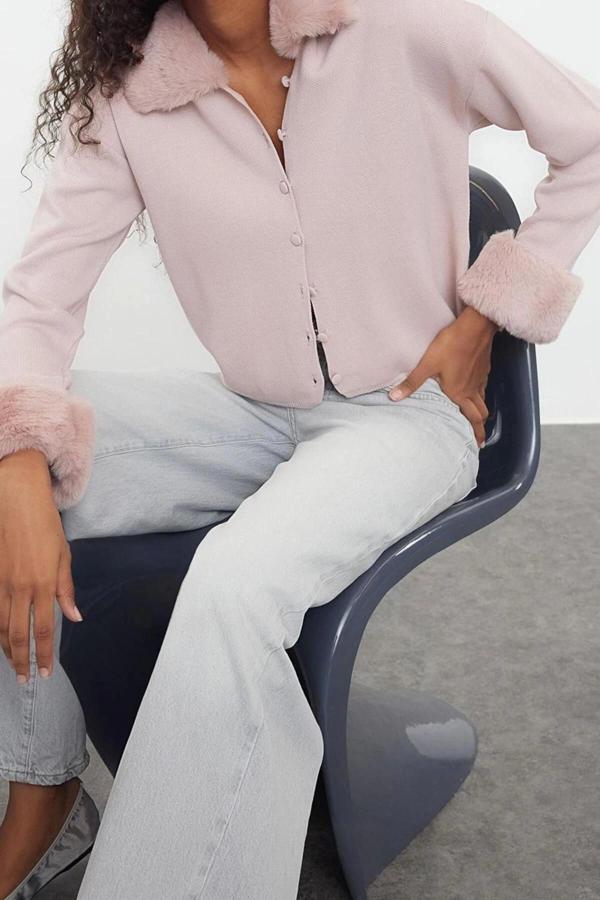 Kadın Modern Tarz Regular Polo Yaka Regular Triko Hırka - Image 1