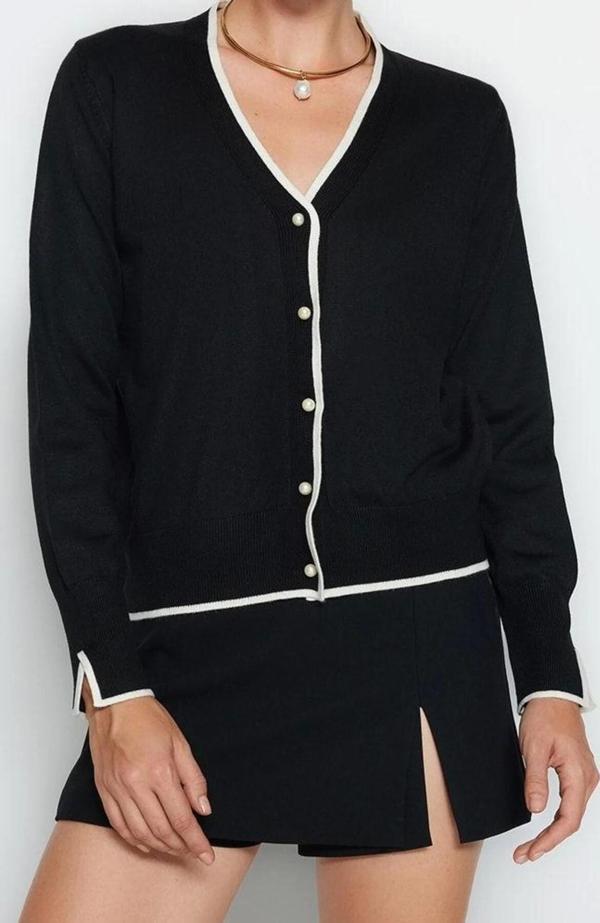 Kadın Modern Tarz Slim V Yaka Regular Triko Hırka - Image 1