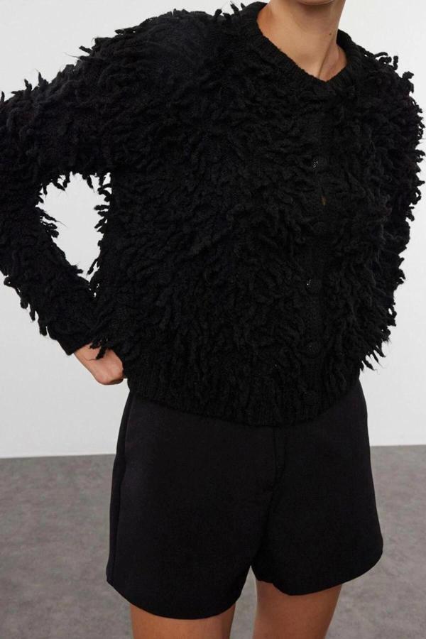 Kadın Modern Tarz Regular Bisiklet Yaka Regular Triko Hırka - Image 1