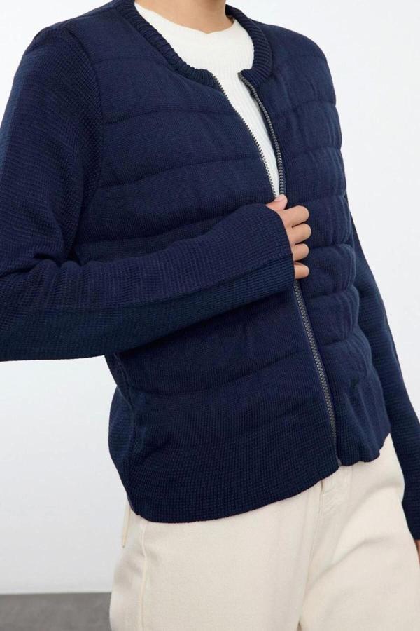 Kadın Modern Tarz Regular Bisiklet Yaka Regular Triko Hırka - Image 1