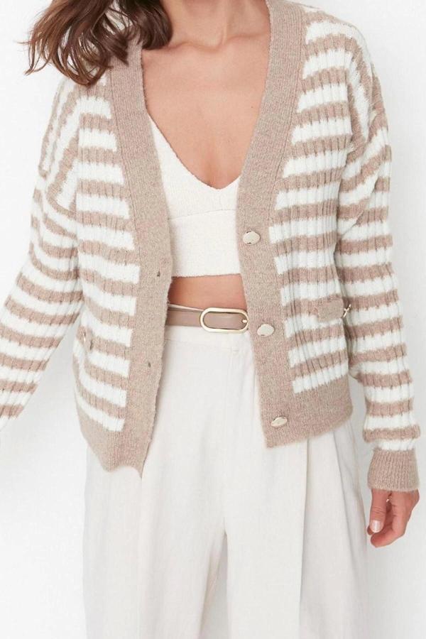 Kadın Modern Tarz Regular V Yaka Regular Triko Hırka - Image 1