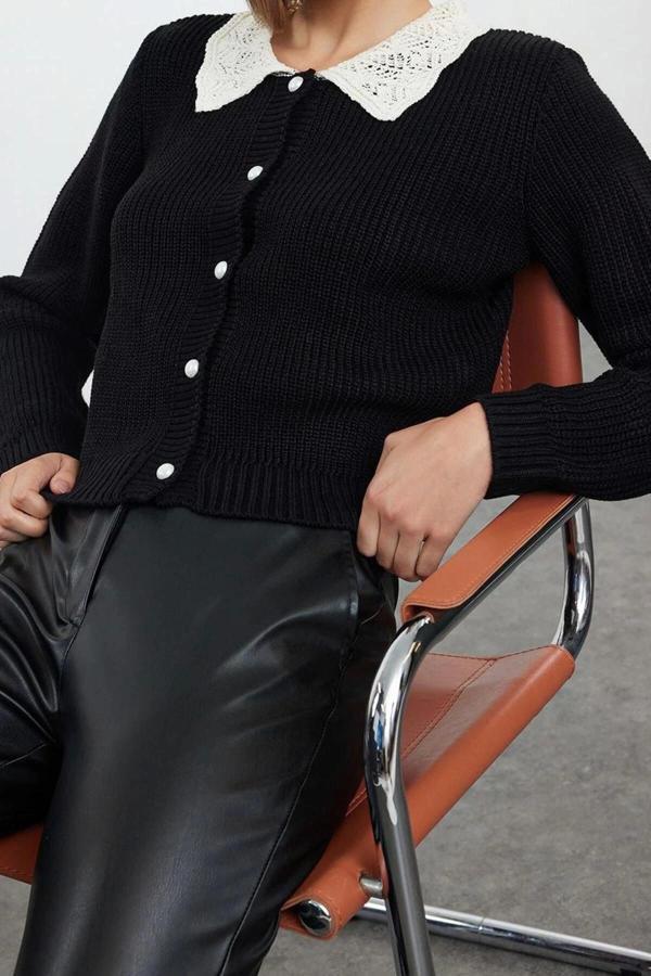 Kadın Modern Tarz Slim Bebe Yaka Regular Triko Hırka - Image 1