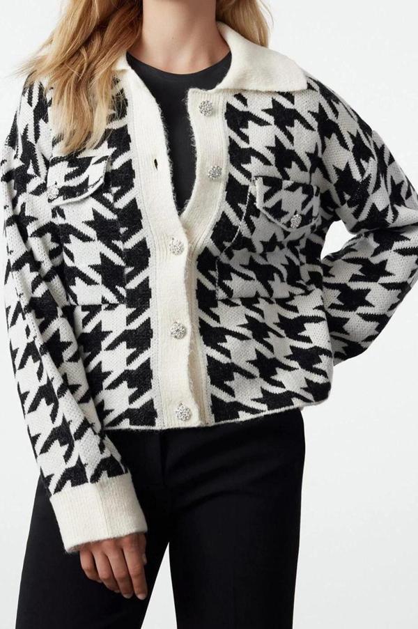 Kadın Modern Tarz Regular Polo Yaka Regular Triko Hırka - Image 1