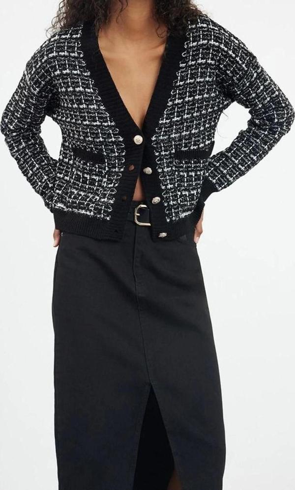 Kadın Modern Tarz Slim V Yaka Regular Triko Hırka - Image 1