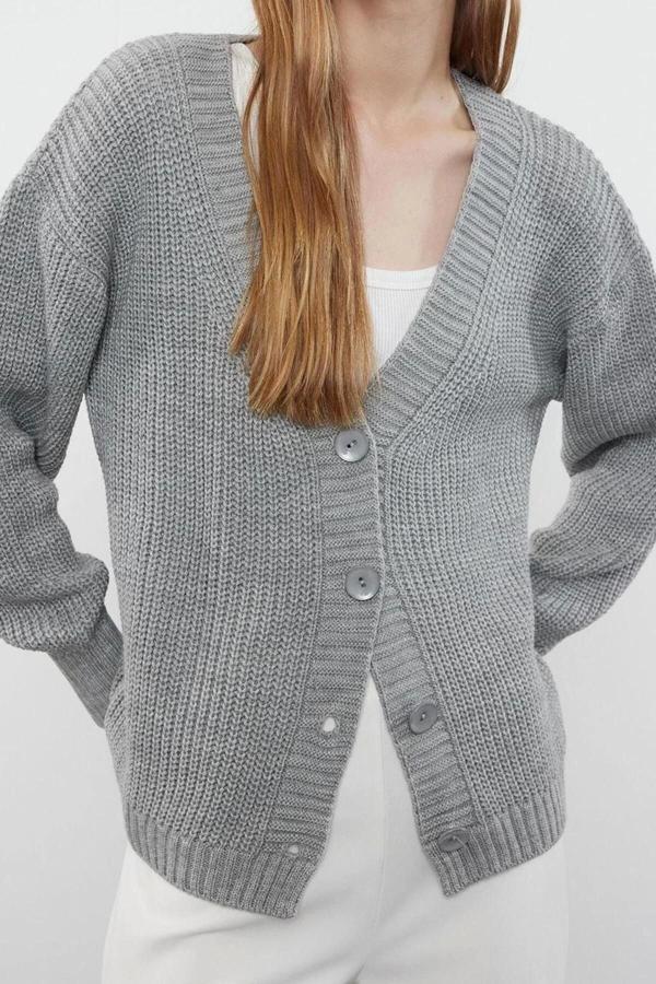 Kadın Modern Tarz Regular V Yaka Regular Triko Hırka - Image 1