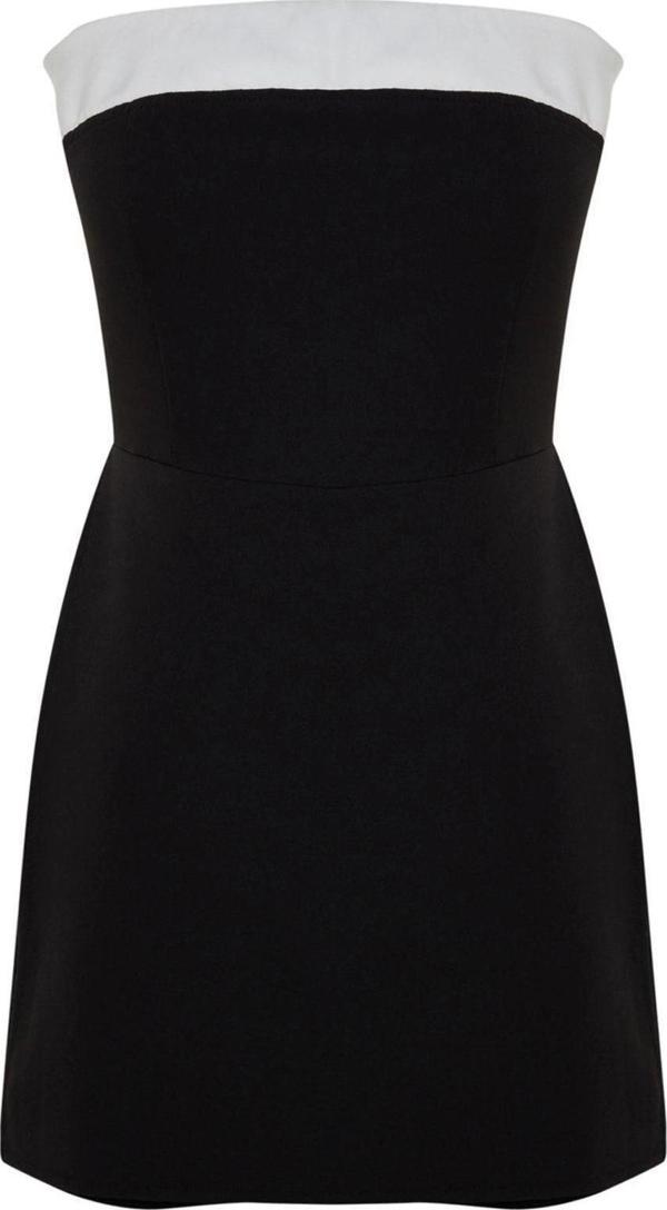 Kadın Moda Standart Kol Geniş Paça Straplez Kısa Straplez Renk Bloklu Mini Dokuma Şort Tulum - Image 1