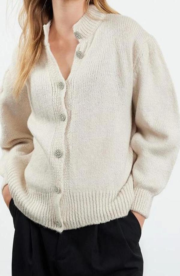 Kadın Modern Tarz Rahat Uzun Bisiklet Yaka Düz Kol Regular Triko Hırka - Image 1