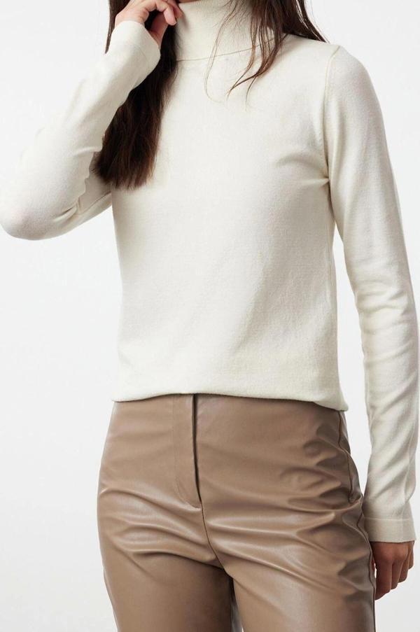 Stil Modern Kadın Regular Standart Kol Balıkçı Yaka Özel İplik Triko Kazak - Image 1