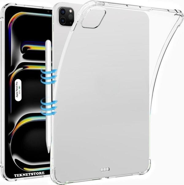 Ipad Pro 13" Inç 2024 M4 Çip Uyumlu Köşe Korumalı Şeffaf Silikon Kılıf Tam Kalıp A2925 A2926 A3007 - Image 1