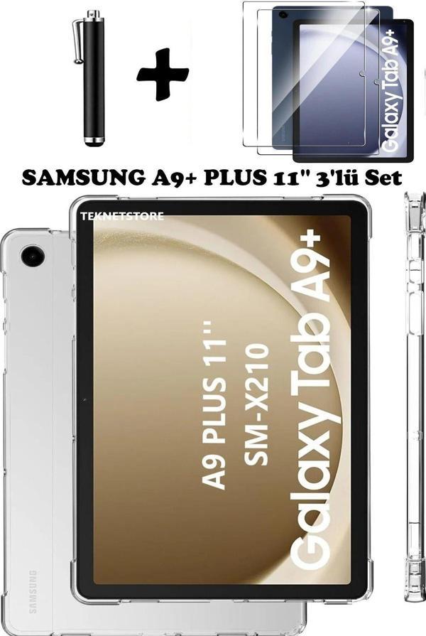Samsung Galaxy Tab A9 Plus 11 Inç Tablet Kılıfı Silikon Ekran Koruyucu Dokunmatik Kalem Seti - Image 1