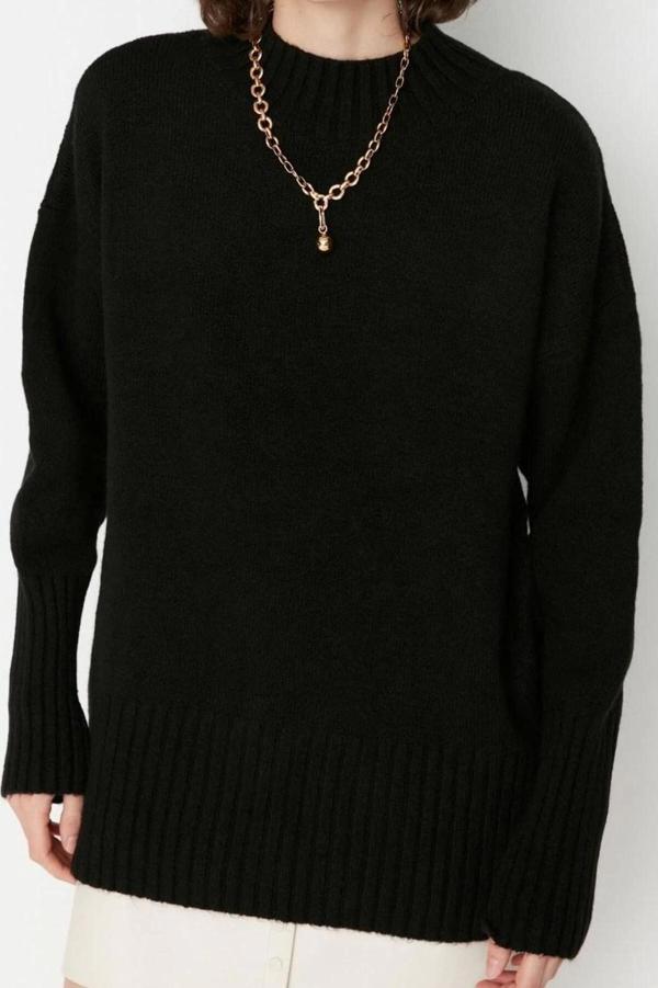 Stil Modern Kadın Regular Reglan Kol Dik Yaka Geniş Kalıp Yumuşak Dokulu Basic Triko Kazak - Image 1