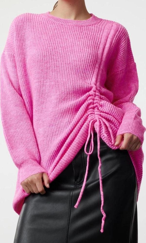 Kadın Modern Tarz Rahat Uzun Dik Yaka Düz Kol Regular Triko Kazak - Image 1