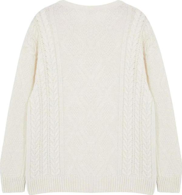 Erkek Modern Tarz Rahat Uzun Bisiklet Yaka Saç Örgü Kol Regular Triko Kazak - Image 1