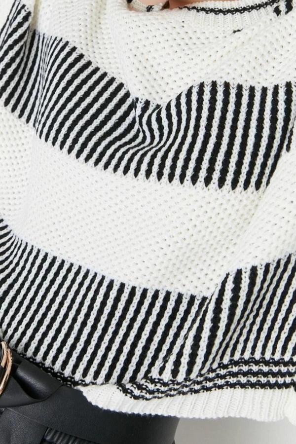 Stil Modern Kadın Regular Standart Kol Bisiklet Yaka Renk Bloklu Triko Kazak - Image 1