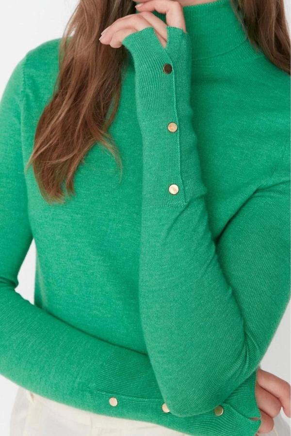 Stil Modern Kadın Regular Standart Kol Balıkçı Yaka Özel İplik Basic Triko Kazak - Image 1