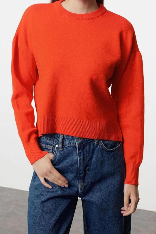 Stil Modern Kadın Regular Standart Kol Bisiklet Yaka Geniş Kalıp Basic Özel İplik Triko Kazak - Image 1