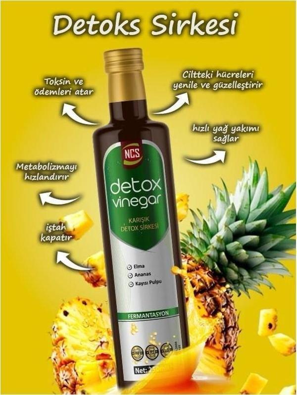 Ncs Detox Sirke 250 Ml Doğal Fermantasyon Ananas Elma Avakado Yaprağı Kayısı Karnıyarık Otu Sandaloz - Image 1
