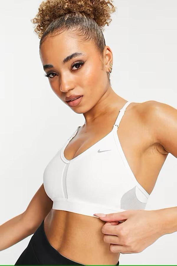 Nike Dri Fit Indy V Neck Light Support Womens Bra White Kadın Sporcu Sütyeni Beyaz - Image 1