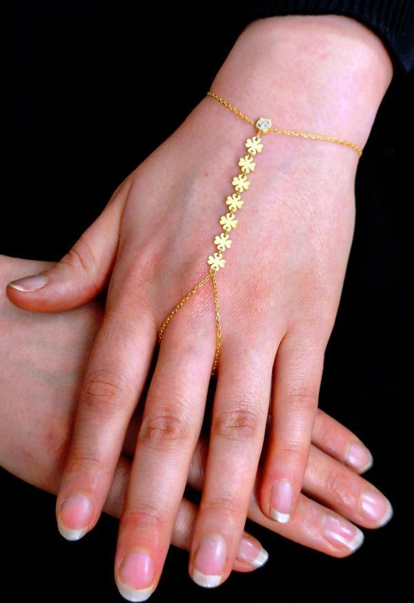 Gümüş altın yaldızlı zirkon taşlı yonca modeli pullu şahmeran [barcode] - Image 1
