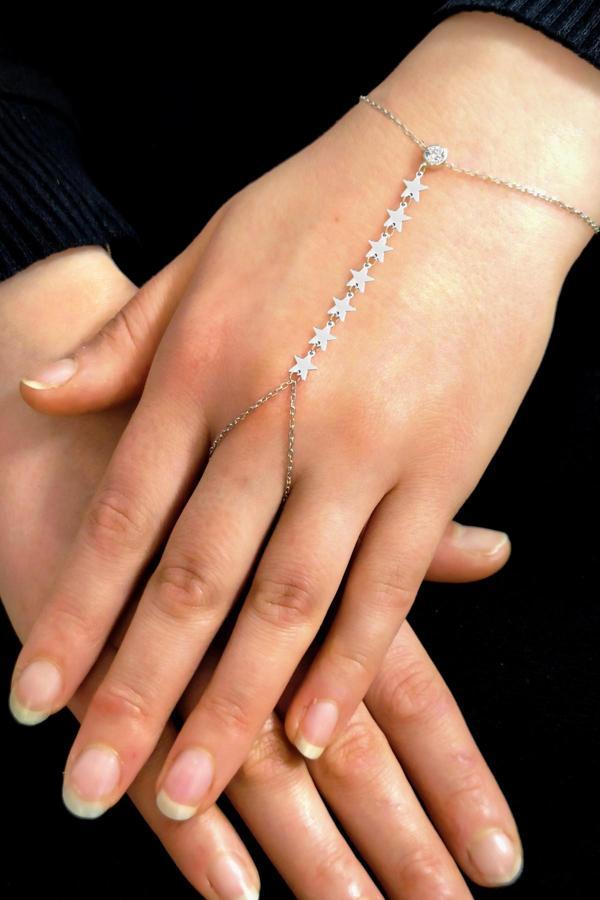 Gümüş rodyumlu zirkon taşlı yıldız modeli pullu şahmeran [barcode] - Image 1