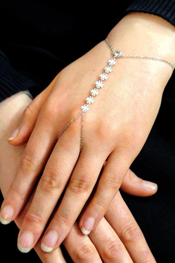 Gümüş rodyumlu zirkon taşlı yonca modeli pullu şahmeran [barcode] - Image 1