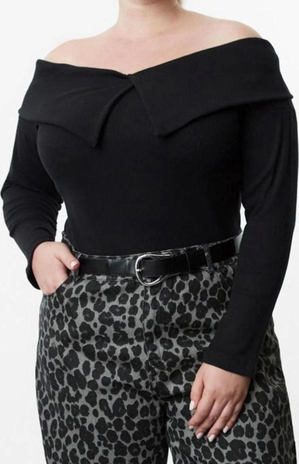 Stil Kadın Kaşkorse Bluz Regular Örme Regular Kalıp Büyük Beden - Image 1