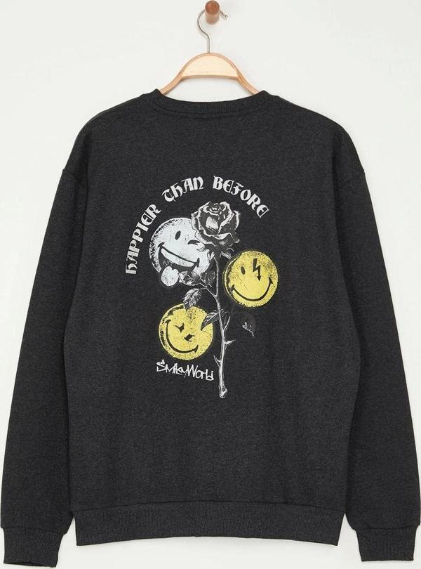Tarz Bol Bisiklet Yaka Standart Kol Regular Smiley Lisans Unısex Geniş Kesim Sweatshirt - Image 1