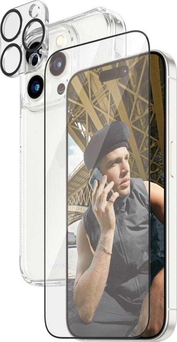 PanzerGlass iPhone 15 Pro 3ü 1 Arada Ekran Koruyucu, Kapak, Kamera Koruyucu - Image 1