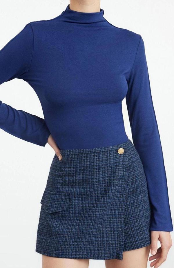 Stil Kadın Fitted Vücuda Oturan Viskoz Yumuşak Kumaşlı Kollu Bluz Regular Örme Slim Kalıp - Image 1
