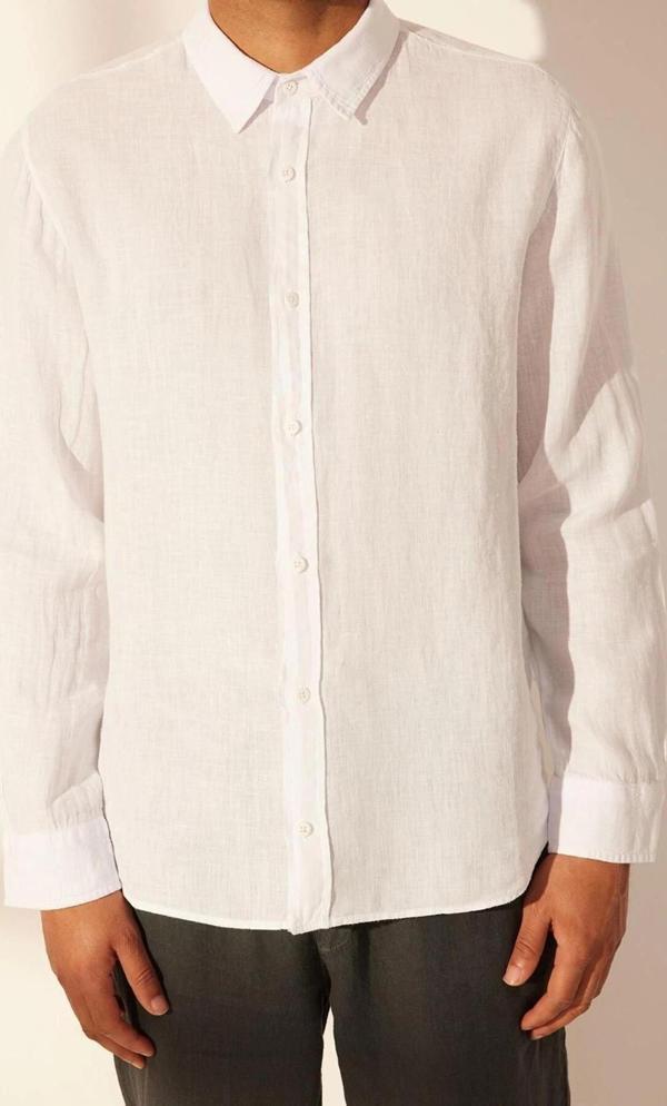 Moda Erkek Gömlek Yaka Düz Desen Günlük %100 Keten Regular Fit Gömlek - Image 1