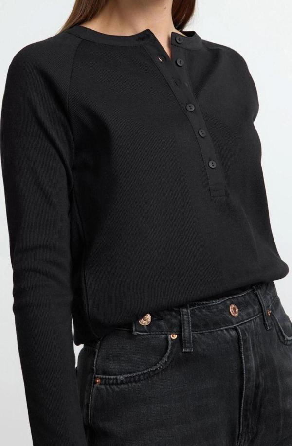 Stil Kadın Düğmeli Normal Kesim Fitilli Esnek Normal Boy Bluz Regular Örme Regular Kalıp - Image 1