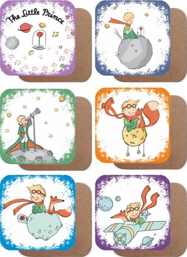 Küçük Prens Temalı 6lı Retro Ahşap Bardak Altlığı Seti-1 - Image 1