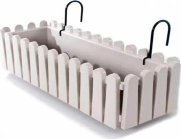 Omnipazar SO-İB03 Beyaz Askılı Balkon Saksı Takım 14 lt No 3  - Image 1