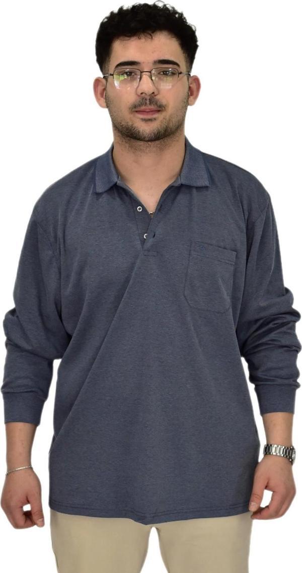 Erkek Büyük Beden Mevsimlik Polo Yaka Sweatshirt 1-6830 BGL-ST04415 - Image 1