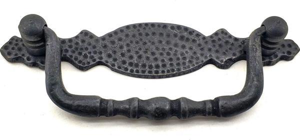 Antika Tarz Dekoratif Pirinç Dövme Sallantı Kapı Kulbu - 43x118 mm, Oksit - Image 1