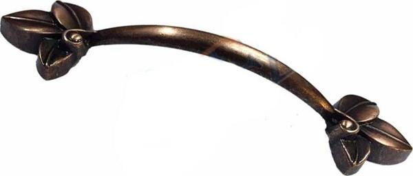 Dekoratif Zamak Yaprak Kulp - 96mm, Eskitme, 1 Adet - Image 1