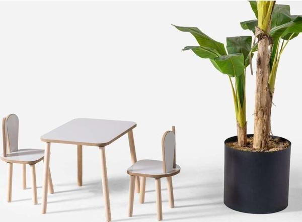 Alfacountry Mobilya Montessori Çocuk Çalışma Aktivite Masası Ve 2 Sandalye Set Bunny - Image 1
