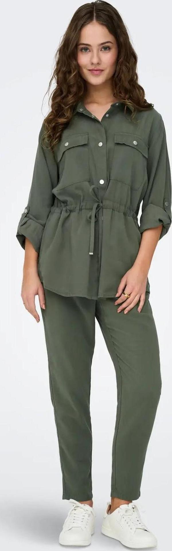 Only Kadın Onlarıs Belden Bağlamalı Katlanabilir Kol Detaylı İnce Ceket 15310852 Haki - Image 1