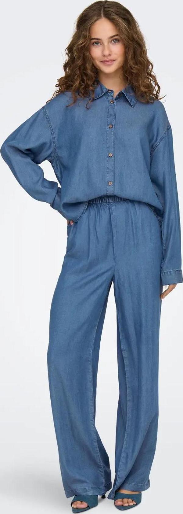 Only Kadın Onlcharıs Düşük Omuz Oversize Uzun Kollu Gömlek 15337928 Koyu Mavi - Image 1