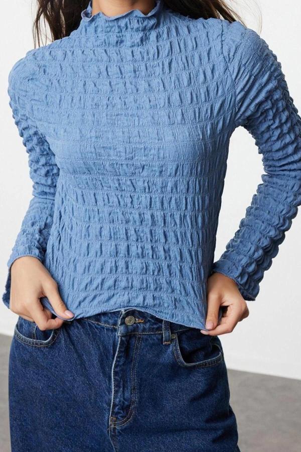 Stil Kadın Dokulu Fitted Vücuda Oturan Esnek Regular Örme Slim Kalıp - Image 1