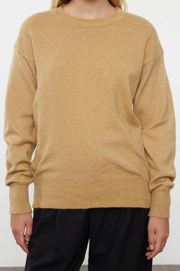 Stil Modern Kadın Regular Standart Kol Bisiklet Yaka Yünlü Geniş Kalıp Basic Triko Kazak - Image 1