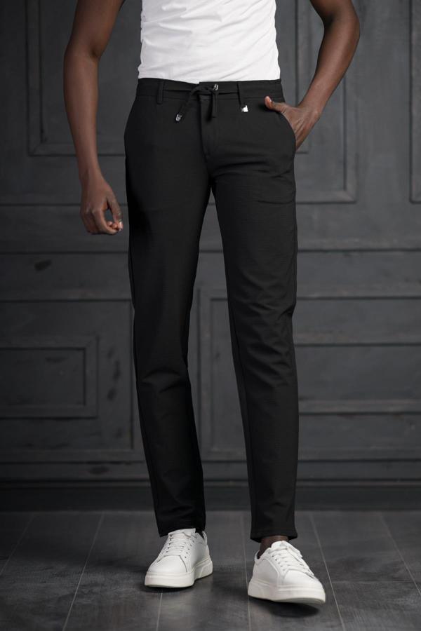 Slimfit Beli Lastikli Ve İplikli Likralı Gofre Kumaş Jogger Pantolon  - Image 1