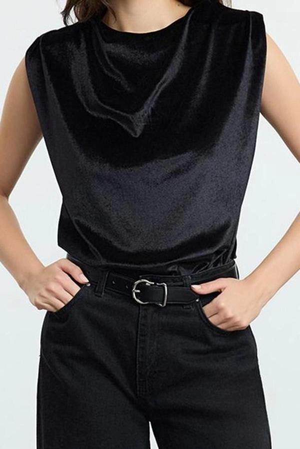 Stil Kadın Vatka ve Büzgü Drape Detaylı Bluz Regular Örme Regular Kalıp Ay Kol - Image 1