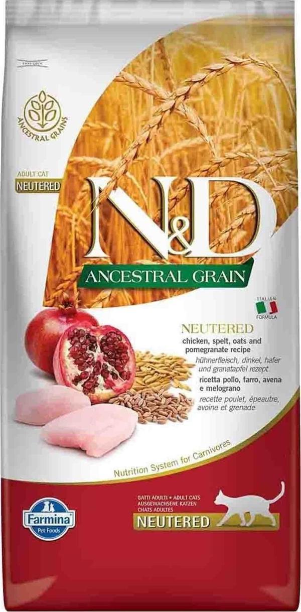 N&D Nd Ancestral Grain Düşük Tahıllı Tavuk Ve Narlı Kısırlaştırılmış Kedi Maması 10Kg - Image 1
