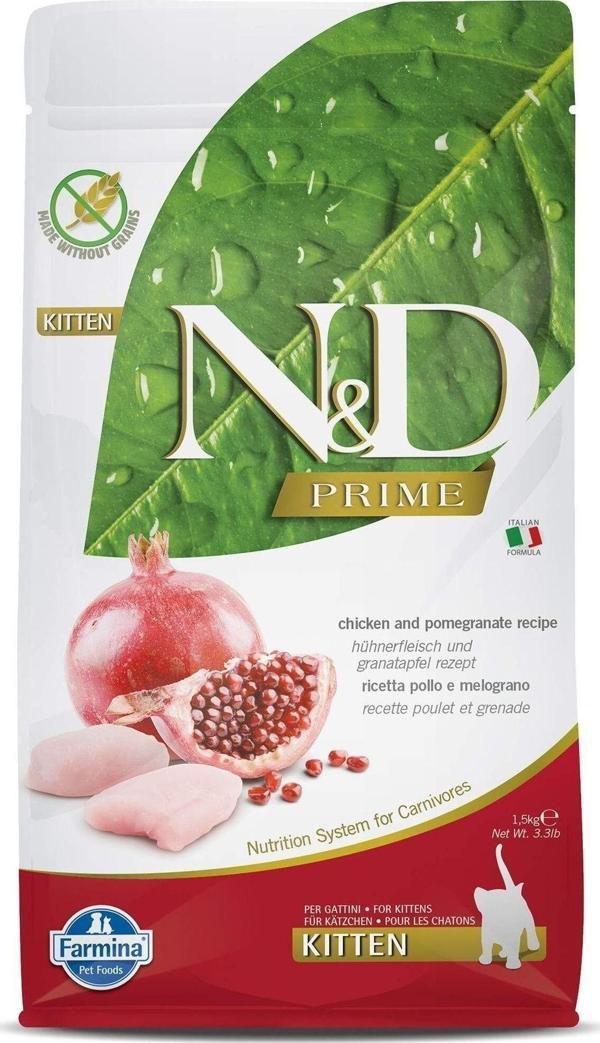 N&D Nd Tahılsız Kitten Tavuklu Narlı Yavru Kedi Maması 1,5 Kg Nd Prime - Image 1