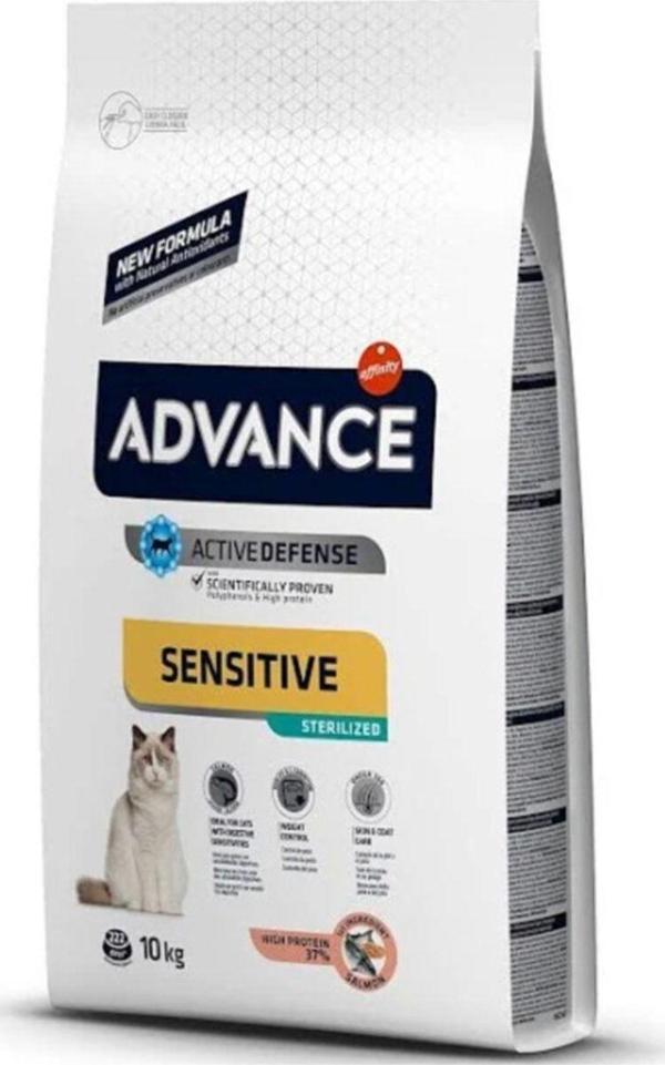 Advance Sensitive Sterilised Somonlu Kısırlaştırılmış Yetişkin Kedi Maması 10 Kg - Image 1