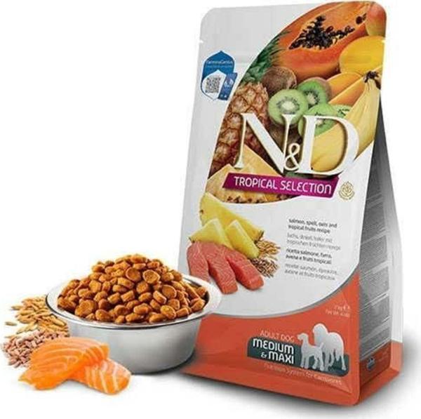 N&D Tropical Selection Somonlu Ve Tropikal Meyveli Orta Ve Büyük Irk Yetişkin Köpek Maması 10 Kg - P - Image 1