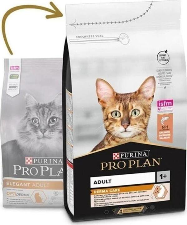 Pro Plan Elegant Derma Plus Somonlu Tüy Yumağı Önleyici Yetişkin Kedi Maması 10 Kg - Image 1