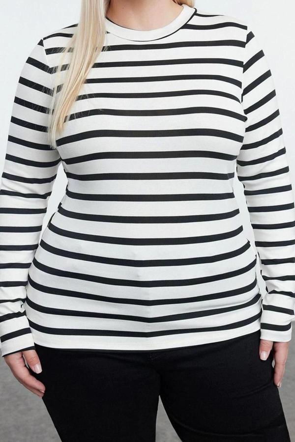 Stil Kadın Bodycone Bluz Regular Örme Fitted Kalıp Büyük Beden - Image 1